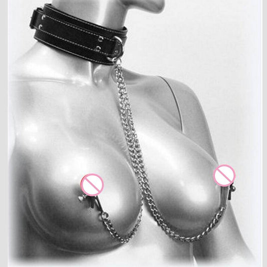 COLLAR CON PEZONERAS SADO - IntimoX SexShop